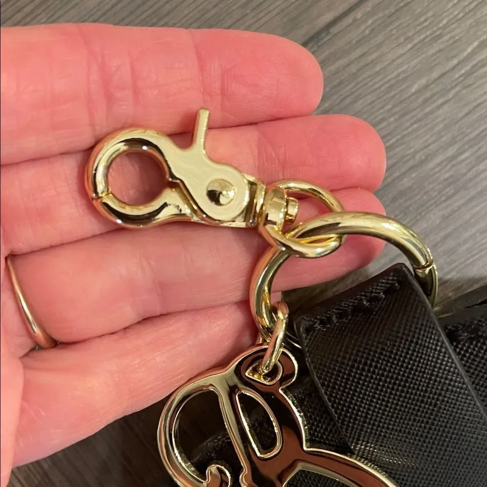Betsey Johnson Keychain Bag Charm Elegant Black Bow Keychain B Initial Monogram